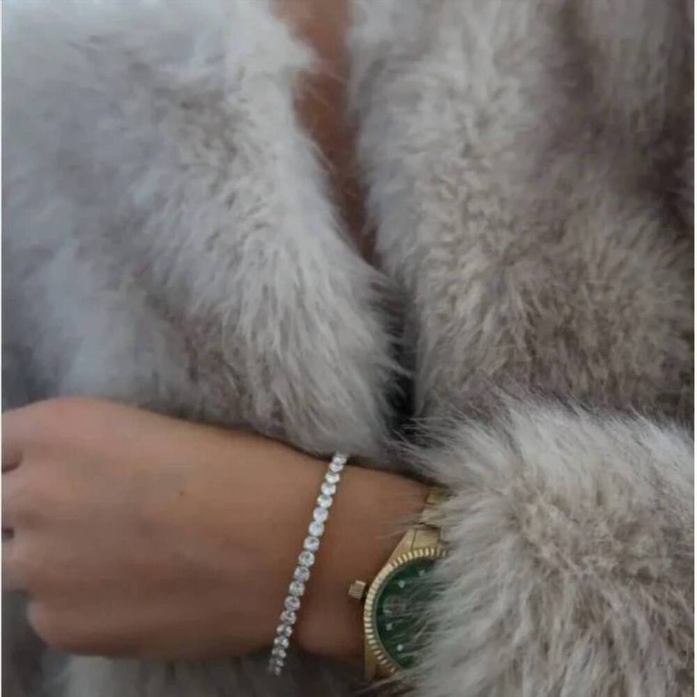NEW CHANSUTTPEARLS women's chunky rhinestone tennis bracelet in silver